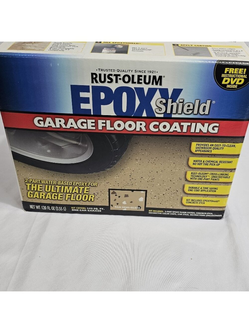 Garage Epoxy Shield Floor Kit 120 oz.   1-Car  Tan Semia GlossWaterproof Sealant